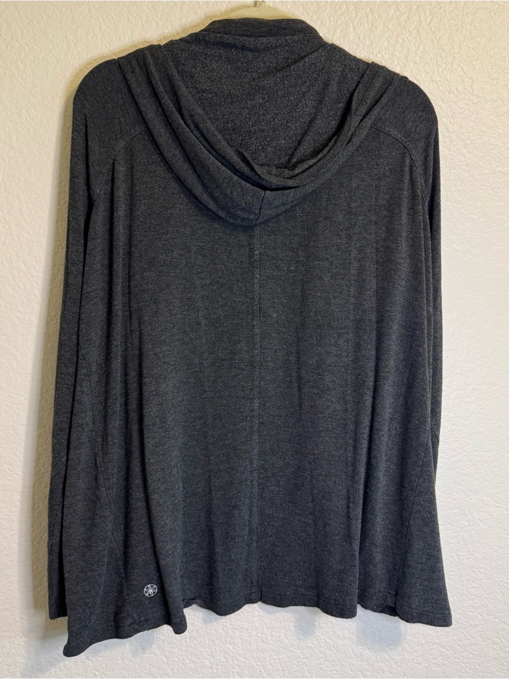 GAIAM SOFT Dark Charcoal Open-Front Draped Cardigan Pockets Thumb Hole - M - Picture 6 of 9